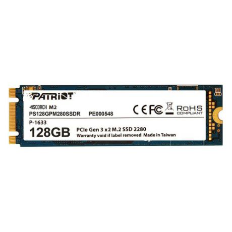 SSD накопитель PATRIOT Scorch PS128GPM280SSDR 128Гб, M.2 2280, PCI-E x2, NVMe