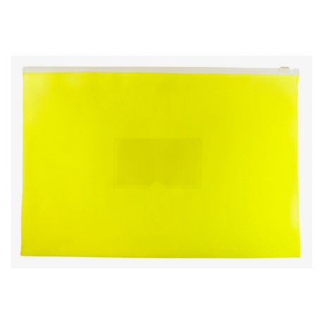 Папка на молнии ZIP Бюрократ Double Neon DNEBPM4AYEL A4+ полипропилен желтый карм.для визит. цвет мо 12 шт./кор.