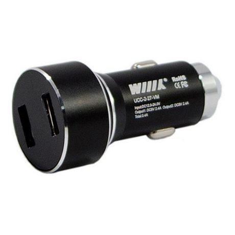 Автомобильное зарядное устройство WIIIX UCC-2-27-VM, 2xUSB, 2.4A, черный