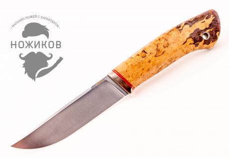 Туристический нож Клык, сталь S390, мельхиор, карельская береза