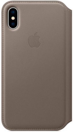 Клип-кейс Apple Leather Folio для iPhone X (платиново-серый)