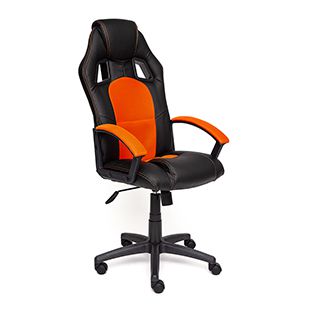 Кресло компьютерное Тетчер Driver Доступные цвета обивки: Искусств. чёрн. кожа + оранжевая сетка