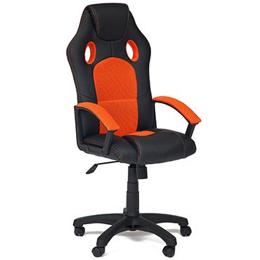 Кресло компьютерное TetChair Рейсер СТ (Racer ST) Доступные цвета обивки: Искусст. черн. кожа +бордовая сетка
