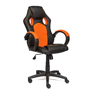 Кресло компьютерное TetChair Рейсер GТ (Racer GT) Доступные цвета обивки: Искусст. черн. кожа +оранжевая сетка