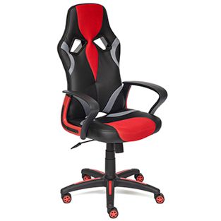 Кресло офисное Ранер (Runner) Доступные цвета обивки: Искусств. чёрн. кожа + красная сетка