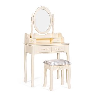 Туалетный столик с зеркалом и табуретом Secret De Maison Arno ( mod. HX18-263) Доступные цвета: Butter white ( слоновая кость)