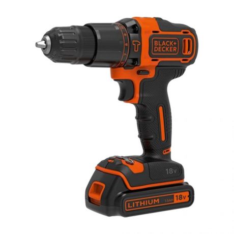 Аккумуляторная ударная дрель-шуруповерт (18.0 В, 1.0 А·ч, Li-Ion, 2 АКБ) BLACK+DECKER BDCHD18KB-XK BDCHD18KB-XK