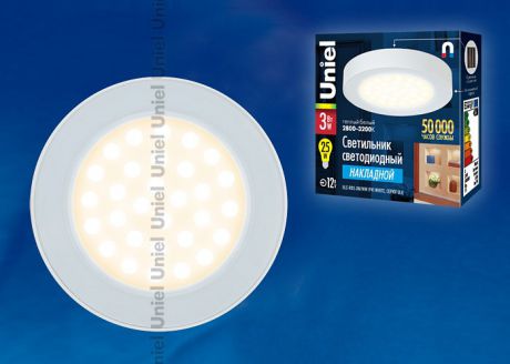 Встраиваемый светильник ULE-R03-3W/WW IP41 WHITE картон 8287