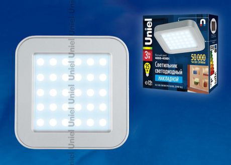 Встраиваемый светильник ULE-S03-3W/NW IP41 SILVER картон 8286