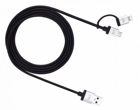 Just Mobile AluCable Duo USB на Lightning и Micro USB (черный)