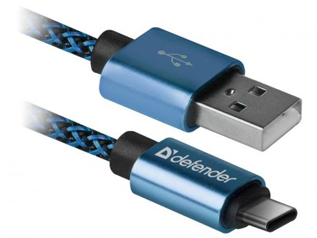 Аксессуар Defender USB09-03T Pro USB2.0 AM - Type-C 1.0m 2.1A Blue 87817