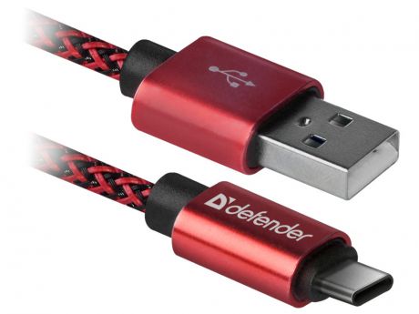 Аксессуар Defender USB09-03T Pro USB2.0 AM - Type-C 1.0m 2.1A Red 87813