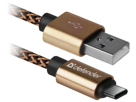 Аксессуар Defender USB09-03T Pro USB2.0 AM - Type-C 1.0m 2.1A Gold 87812
