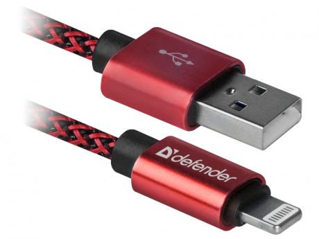Аксессуар Defender ACH01-03T Pro USB2.0 AM - Lightning 1.0m 2.1A Red 87807