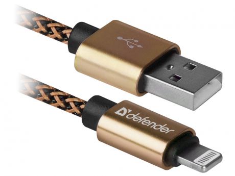Аксессуар Defender ACH01-03T Pro USB2.0 AM - Lightning 1.0m 2.1A Gold 87806