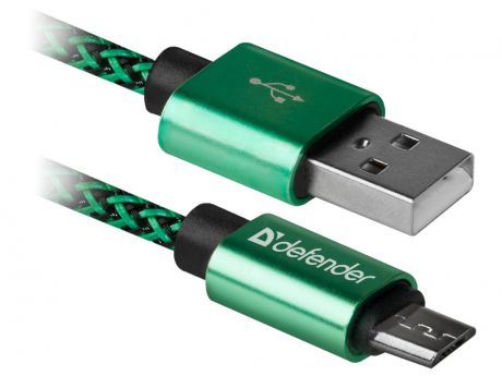 Аксессуар Defender USB08-03T Pro USB2.0 AM - MicroBM 1.0m 2.1A Green 87804