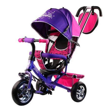 BARBIE HB7VS Велосипед-коляска Barbie, колеса 10"и 8",с руч.управ.,наклонная спинка,фиолетов.