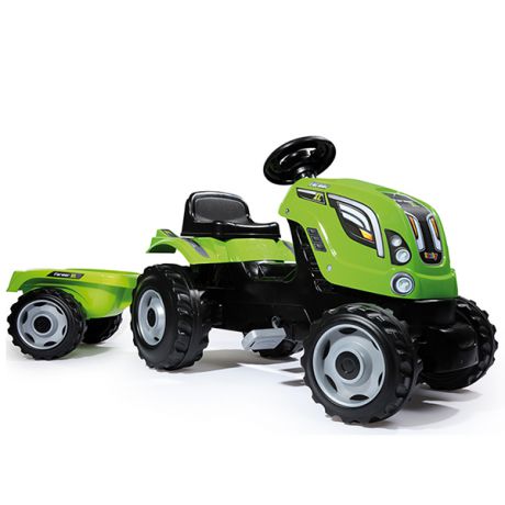 Smoby 710111 Трактор педальный XL с прицепом, зеленый