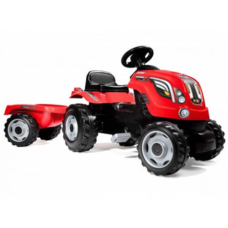 Smoby 710108 Трактор педальный XL с прицепом, красный