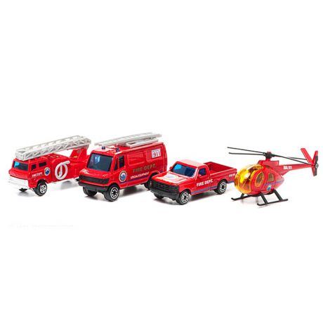 Welly 98630-4C Велли Игровой набор "Служба спасения - пожарная команда" 4 шт