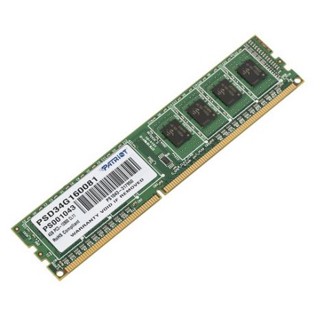 Модуль памяти PATRIOT PSD34G160082 DDR3 - 4Гб 1600, DIMM, Ret