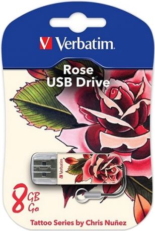 Verbatim 8Gb Store n Go Mini Tattoo Rose (белый, с рисунком)