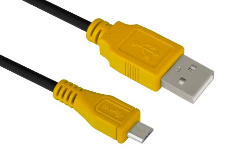Аксессуар Greenconnect USB 2.0 AM-Micro B 5pin 1.0m Black-Yellow GCR-UA3MCB1-BB2S-1.0m