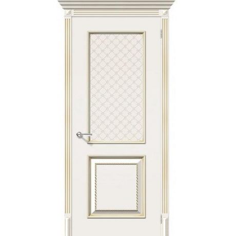 Дверь межкомнатная эмалированная коллекция Flex, Лаунж, 2000х700х40 мм., остекленная, СТ-Круазет, Латте Золото (К-11)