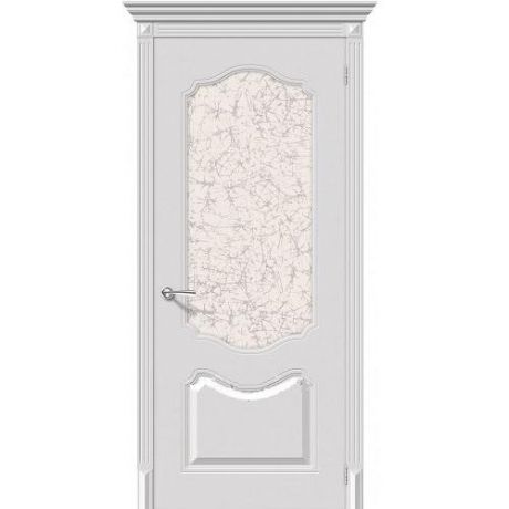 Дверь межкомнатная эмалированная коллекция Flex, Фолк, 2000х900х40 мм., остекленная, СТ-Уади, Белый (К-23)