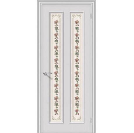 Дверь межкомнатная эмалированная коллекция Fix, Пастораль, 2000х900х40 мм., остекленная, СТ-Прованс, Белый (К-33)