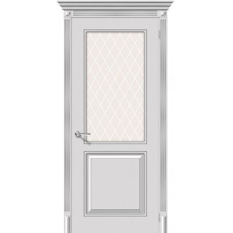 Дверь межкомнатная эмалированная коллекция Flex, Блюз, 2000х900х40 мм., остекленная, СТ-Кристалл, Белое Серебро (К-25)