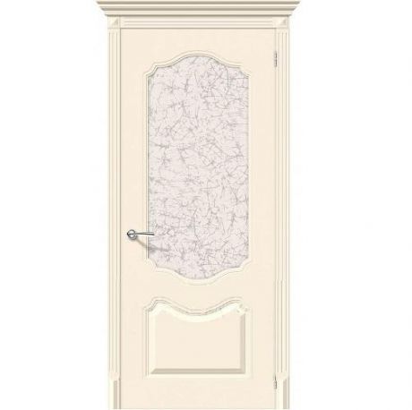 Дверь межкомнатная эмалированная коллекция Flex, Фолк, 2000х900х40 мм., остекленная, СТ-Уади, Крем (К-14)