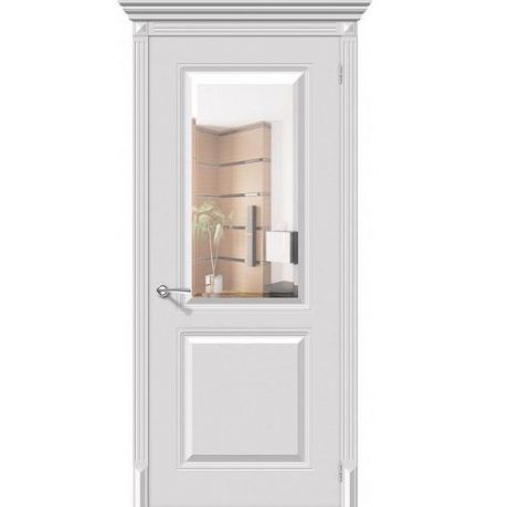 Дверь межкомнатная эмалированная коллекция Flex, Блюз, 2000х700х40 мм., остекленная, СТ-Reflex, Белый (К-23)