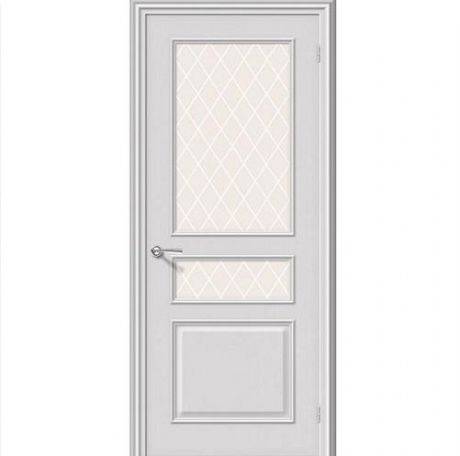Дверь межкомнатная эмалированная коллекция Fix, Опера, 2000х800х40 мм., остекленная, СТ-Кристалл, Белый (К-33)