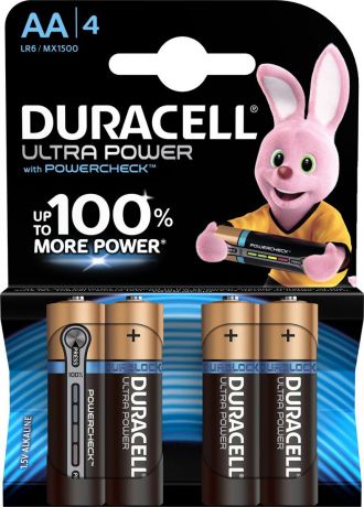 Набор батареек Duracell Ultra Power LR6-4BL, 5004805, 4 шт