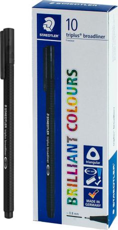 Ручка капиллярная Staedtler Triplus Broadliner 338, BOX338-9, цвет чернил черный, 10 шт
