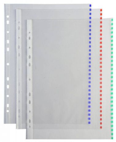 Папка-вкладыш Бюрократ «Премиум», формат А4+, цветной ассорти край, 50 шт