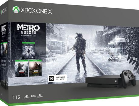Игровая приставка Xbox One X 1 ТБ, Black + Metro Exodus (CYV-00289)
