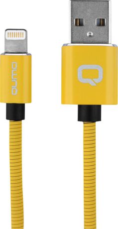 Кабель Qumo, MFI С48, USB-Apple 8 pin, 5В, 2,4А, 12Вт, металлический коннектор, 1 м, AP500YLW1m, желтый
