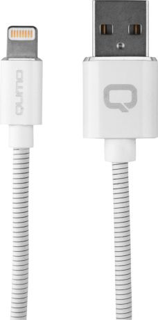 Кабель Qumo, MFI С48, USB-Apple 8 pin, 5В, 2,4А, 12Вт, металлический коннектор, 1 м, AP500WH1m, белый
