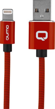 Кабель Qumo, MFI С48, USB-Apple 8 pin, 5В, 2,4А, 12Вт, металлический коннектор, 1 м, AP500RD1m, красный
