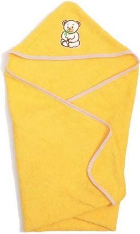 Полотенце с капюшоном детское Guten Morgen Медведь, ПМКяж-60-120-Мед, желтый, 60 x 120 см