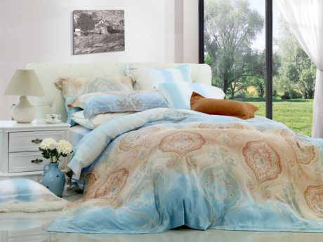 Комплект постельного белья Guten Morgen "Перкаль", П-577-143-150-50, голубой, 1,5 спальный, наволочки 50x70