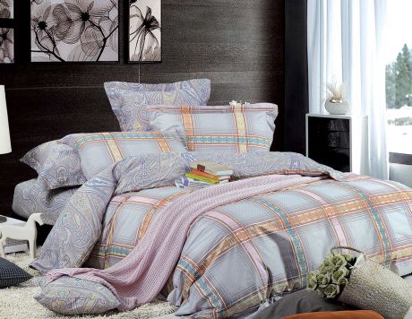 Комплект постельного белья Guten Morgen "Перкаль", П-597-175-180-50, серый, 2-х спальный, наволочки 50x70