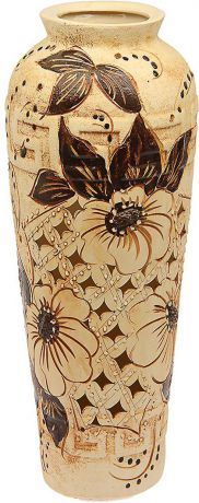 Ваза Керамика ручной работы "Арго", 1465195, бежевый, коричневый, 24 х 24 х 63 см