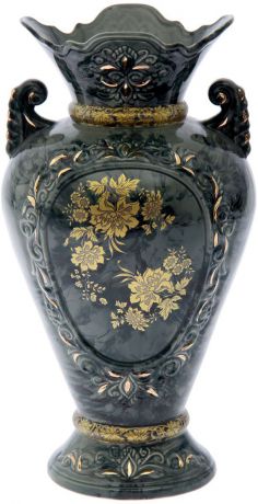 Ваза Керамика ручной работы "Кристи", 1553225, черный, золотистый