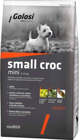 Корм сухой для собак Golosi Small Croc Mini, с курицей и рисом, 2 кг