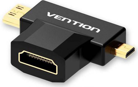 Переходник Vention HDMI 19F/Mini HDMI + Micro HDMI , AGDB0, черный