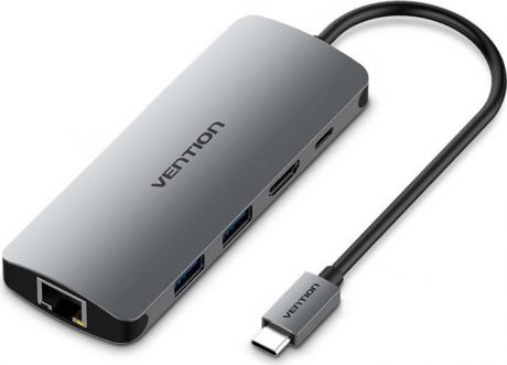 USB-хаб Vention USB Type C 5 в 1, CMAHA, серый металлик