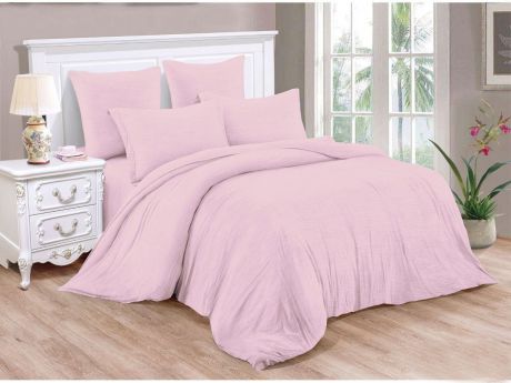 Комплект постельного белья Cleo Pastel Symphony Амарант, 41/038-PT, семейный, светло-розовый